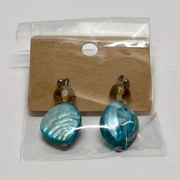 Turquoise Beaded Natural Ocean Beach Teal Sea Blue Dangle Drop Fine Earrings - Picture 13 of 14